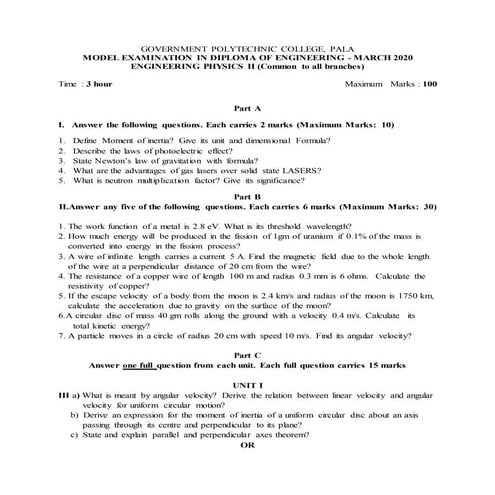 Model question paper | PDF