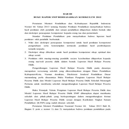 Model rapor kurikulum 2013 | DOCX