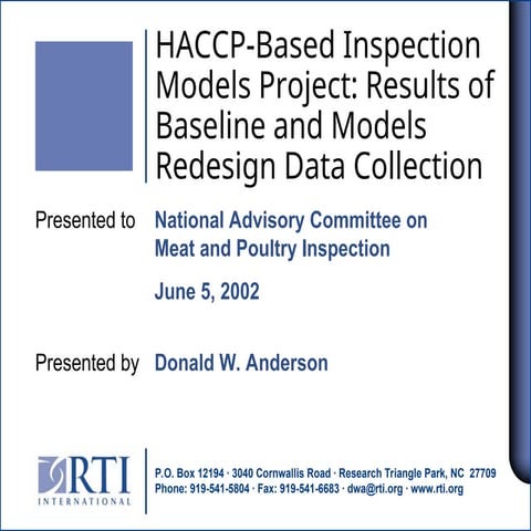 haccp-based inspection models project:result of | PPT