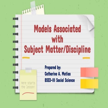 Models associated with subject matter/discipline