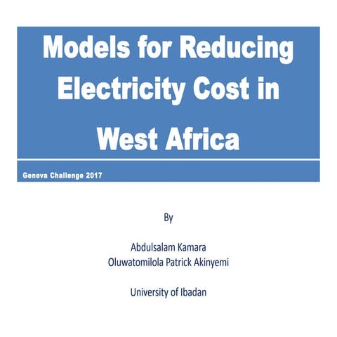Models for reducing the cost of electricity in West Africa