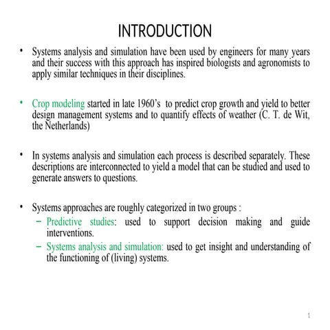 Crop modeling and system analysis for graduate students