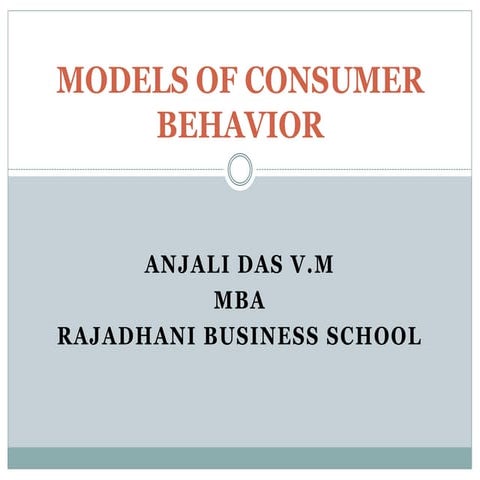 Models of consumer behavior