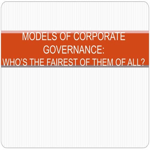Models of Corporate Governance