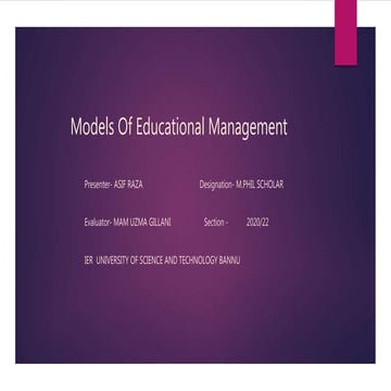 Models of educational management