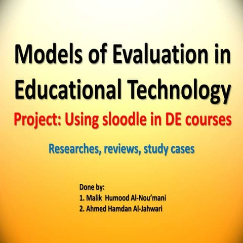 Models of evaluation in educational technology