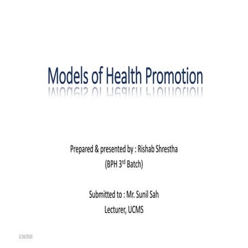 Models of health promotion
