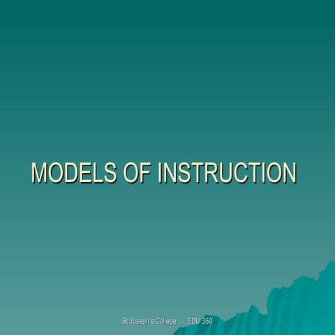 Models Of Instruction