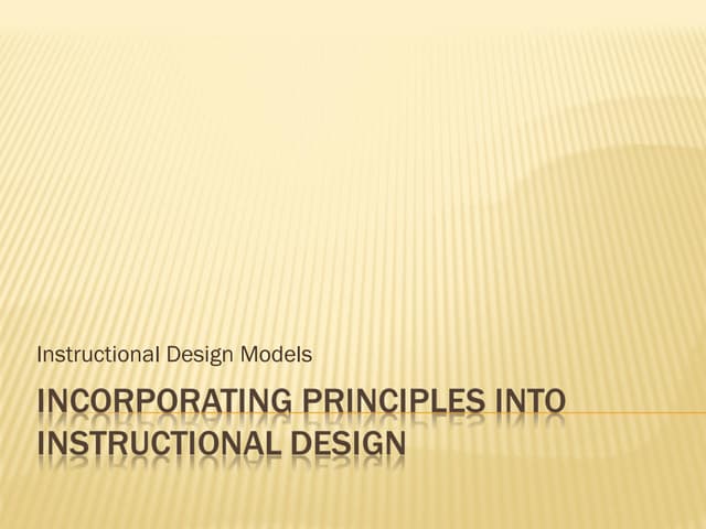 Models of Instructional Design