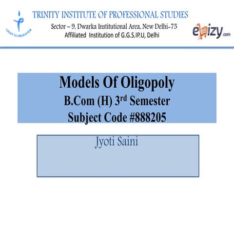 Models of oligopoly