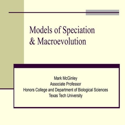 Models Of Speciation