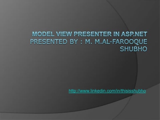 Model View Presenter (MVP) In Aspnet