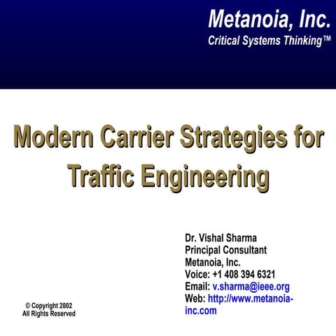 Modern Carrier Strategies for Traffic Engineering