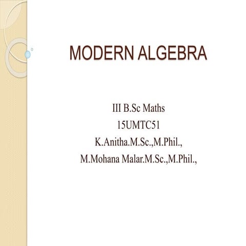 Modern algebra