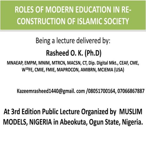 Modern and Islamic Education in real situation