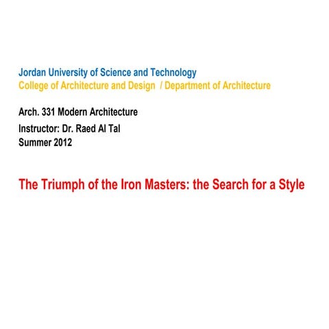 Modern Architecture - Lecture 1