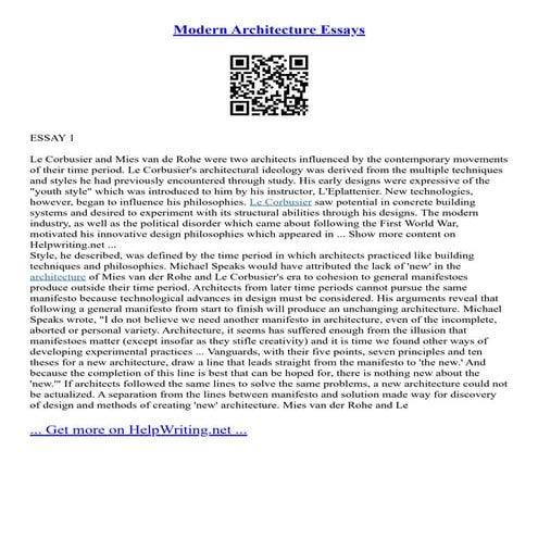 Modern Architecture Essays