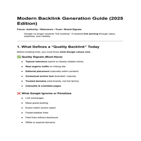 Modern Backlink Generation Guide 2025: Authority, Trust & Relevance | PDF