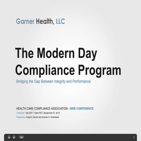 The Modern Day Health Care Compliance Program