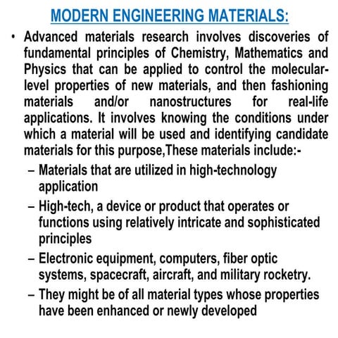 Modern engineering materials 