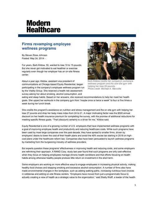 Modern healthcare magazine article 2014