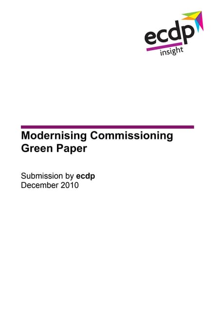 Modernising Commissioning Green Paper - ecdp response (Dec 2010)