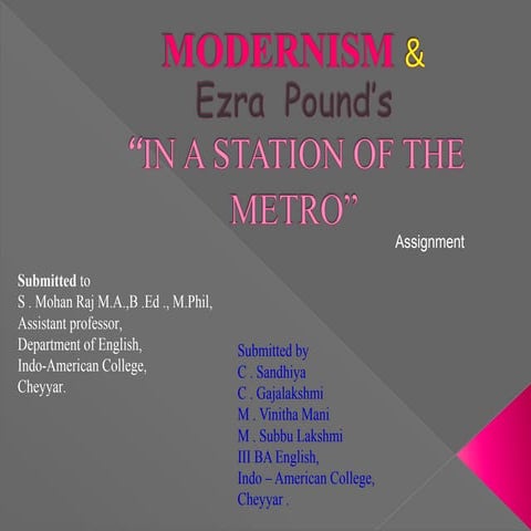 Modernism and In a Station of the Metro poem by Ezra Pound