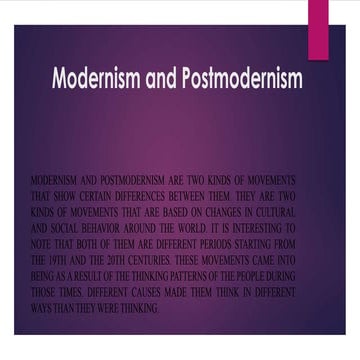 Modernism vs postmodernism