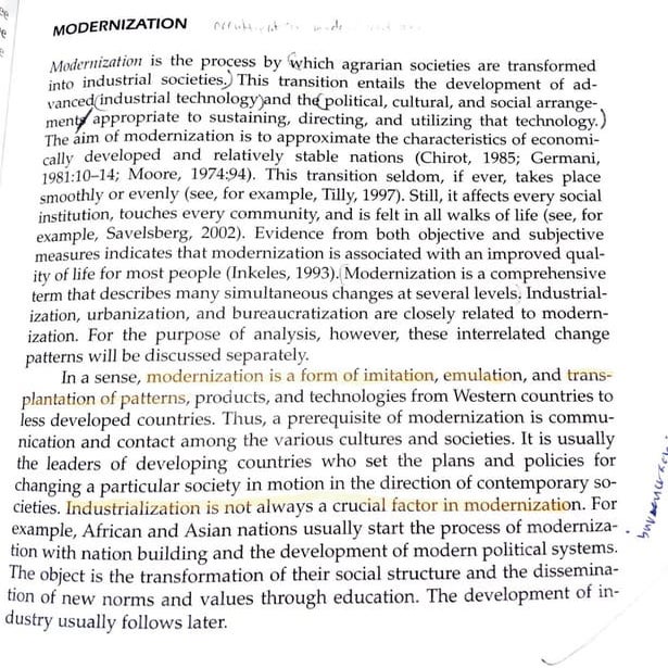 Modernization, urbanization, bureaucratization