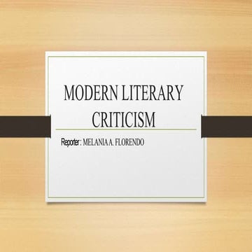 Modern Literary Criticism