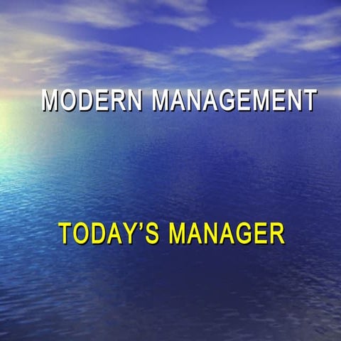 Modern management, Today's Manager, Skills and Performance