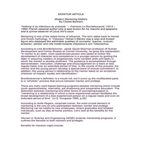 Modern mentoring matters
