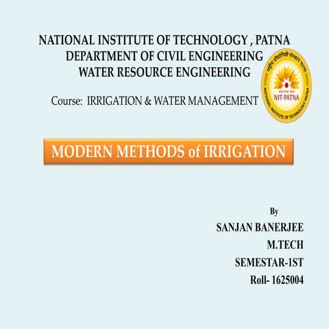 Modern methods of irrigation