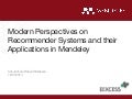 Modern Perspectives on Recommender Systems and their Applications in Mendeley