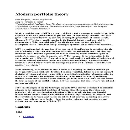 Modern portfolio theory