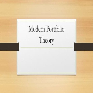 Modern Portfolio Theory