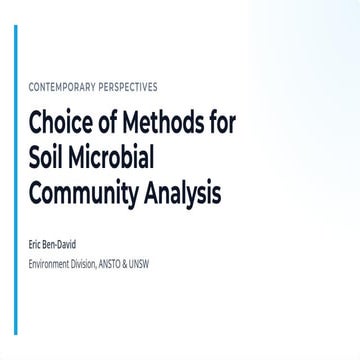 Choice of Methods for Modern Soil Microbial Community Analysis