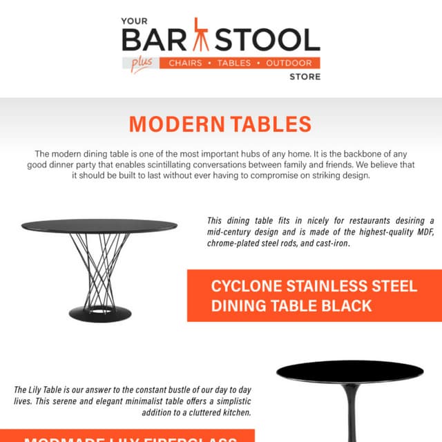 Modern tables
