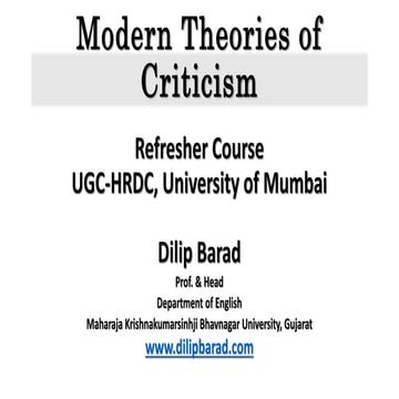 Modern Theories of Criticism: An Overview