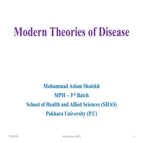Modern Theories of Disease