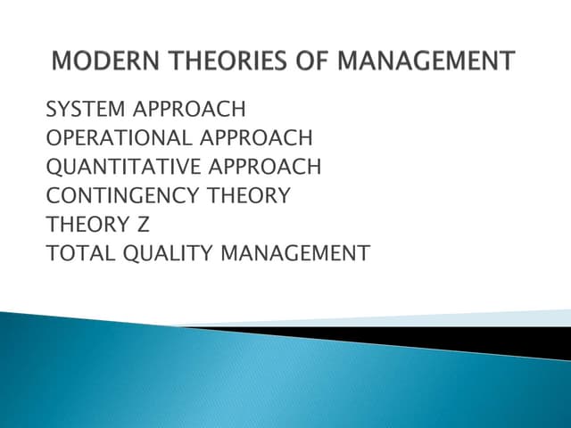 Modern theories of management