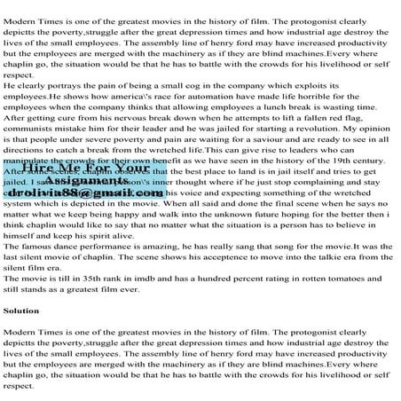 Modern Times is one of the greatest movies in the history of film. T.pdf