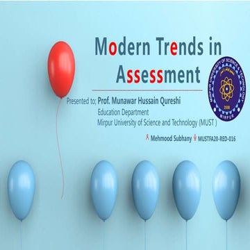 Modern trends in Educational Assessment 