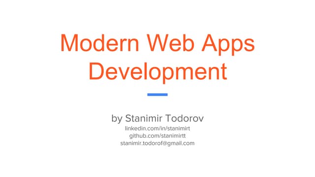 Modern Web Apps Development 101
