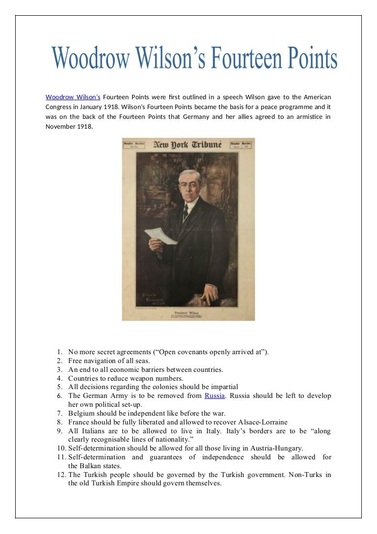 woodrow wilson 14 points on Learn More About Modern World History