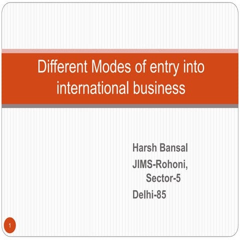 Modes of entry to international business
