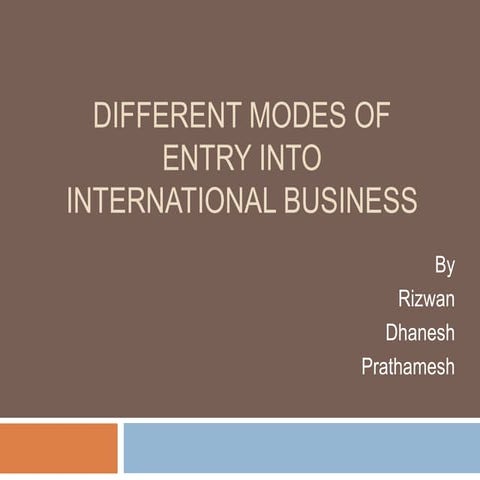 Modes of Entry into International Business