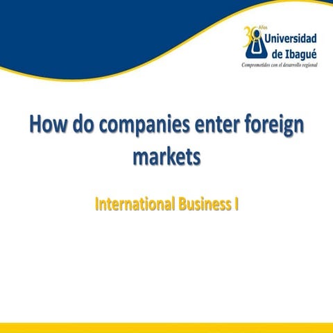 Modes of entry into foreign markets