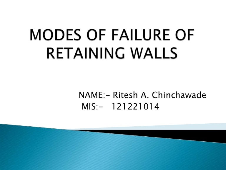 Modes of failure of retaining walls