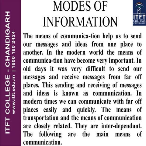 ITFT - Modes of information